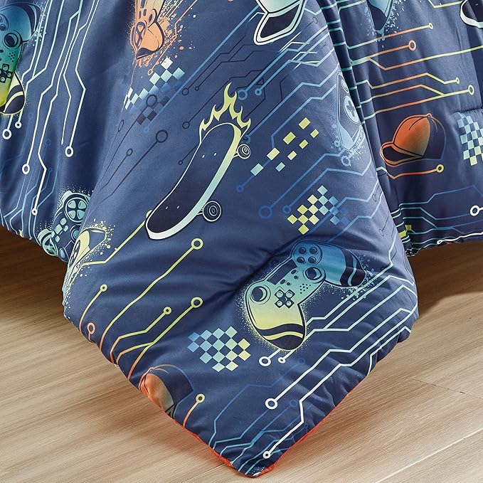 for Kids Game Boy 4-Piece Comforter Set - Beautiful Motif Design Bedding Set with Embrodery Print - LeafyLoom
