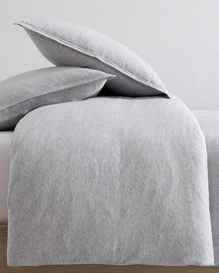 Calvin Klein - Queen Comforter Set, Luxuriously Soft Home Decor, Modern Cotton Melange Jersey Bedding (Grey Blue Heather, Queen) - LeafyLoom