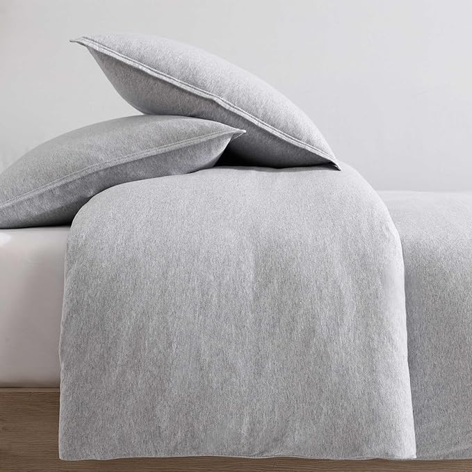 Calvin Klein - King Comforter Set, Luxuriously Soft Home Decor, Modern Cotton Melange Jersey Bedding (Grey Blue Heather, King) - LeafyLoom