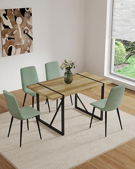 NicBex Dining Chairs Set of 4 Modern Upholstered Linen Dining Room Kitchen Chairs with Black Metal Legs,Side Chairs for Dining Room, Kitchen,Living Room, and Restaurants,Light Green - LeafyLoom