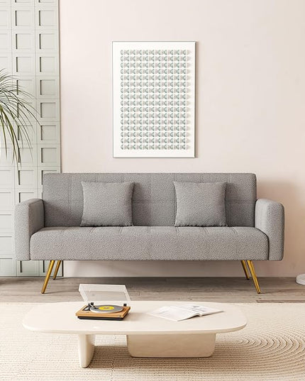 NicBex Sectional Couch Sofa with Folding Function Modern Sofa Bed Cloud Couch for Living Room Furniture Sets with Pillows and Metal Legs, Modular Sofa for Living Room, Bedroom, Apartment,71.7"L, Grey - LeafyLoom