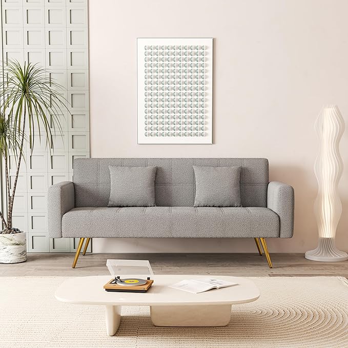NicBex Sectional Couch Sofa with Folding Function Modern Sofa Bed Cloud Couch for Living Room Furniture Sets with Pillows and Metal Legs, Modular Sofa for Living Room, Bedroom, Apartment,71.7"L, Grey - LeafyLoom