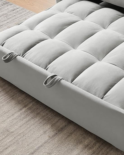 55" 3 in 1 Convertible Loveseat Futon Sofa Couch of Mordern Velvet w/Pullout Bed, Small Love Seat Lounge Sleeper w/Reclining Backrest, Toss Pillows, Pockets, Furniture for Living Room Bed - LeafyLoom
