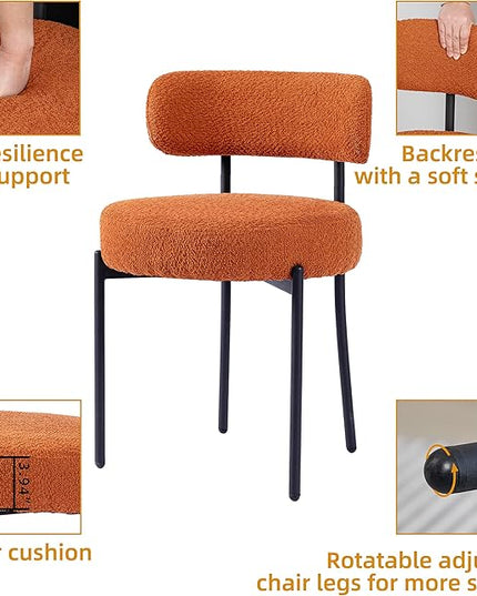 DYHOME Mid-Century Modern Dining Chairs Set of 2, Kitchen Dining Room Chairs, Comfortable Upholstered Chairs for Dining Room Kitchen Living Room with Matte Black Metal Frame, Orange - LeafyLoom
