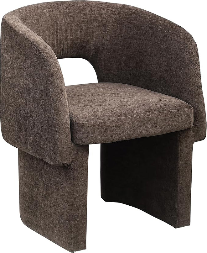 Meridian Furniture Emmet Collection Modern | Contemporary Dining Accent Chair with Rich Fabric, Steel Inner Frame, 26" W x 23.5" D x 30" H, Brown - LeafyLoom