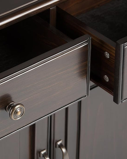 SIMPLIHOME Connaught SOLID WOOD 40 Inch Wide Traditional Entryway Storage Cabinet in Dark Chestnut Brown, For the Living Room, Entryway and Family Room - LeafyLoom