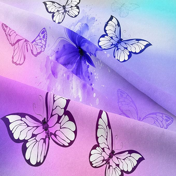 Tailor Shop Purple Butterfly Kids Full Size Comforter Sets Pink Butterfly Bedding Set for Girls Teens Tie Dye Butterflies Comforter Set Room Decor Set with 1 Comforter and 2 Pillowcase… - LeafyLoom