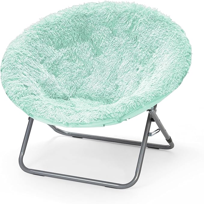 Oversized Mongolian Faux Fur Saucer Chair, White - LeafyLoom