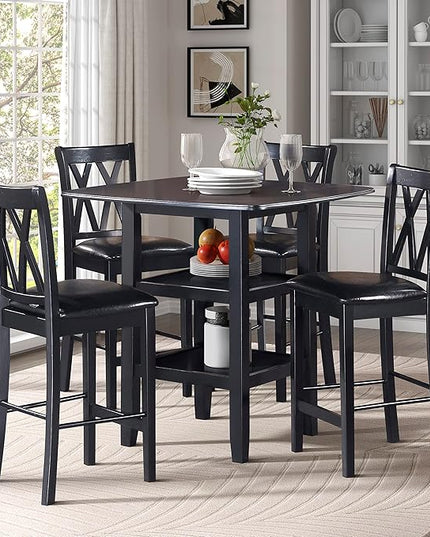 Lexicon Skyway 5-Piece Counter Height Dining Set, Black - LeafyLoom