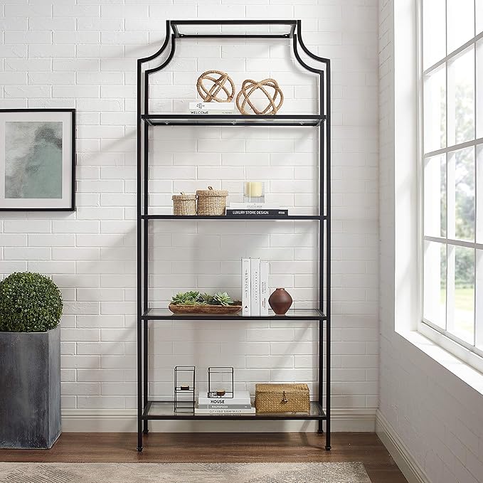 Crosley Furniture Aimee Etagere Bookcase, Oil-Rubbed Bronze - LeafyLoom