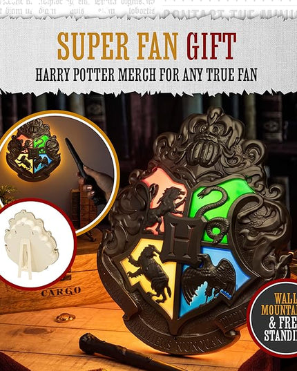 Paladone - Harry Potter - Hogwarts Crest - Lamp with Control Wands Black - LeafyLoom