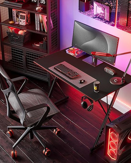 CubiCubi Gaming Desk 32 Inch PC Computer Desk, Home Office Desk Table Gamer Workstation, Simple Game Table, Black - LeafyLoom