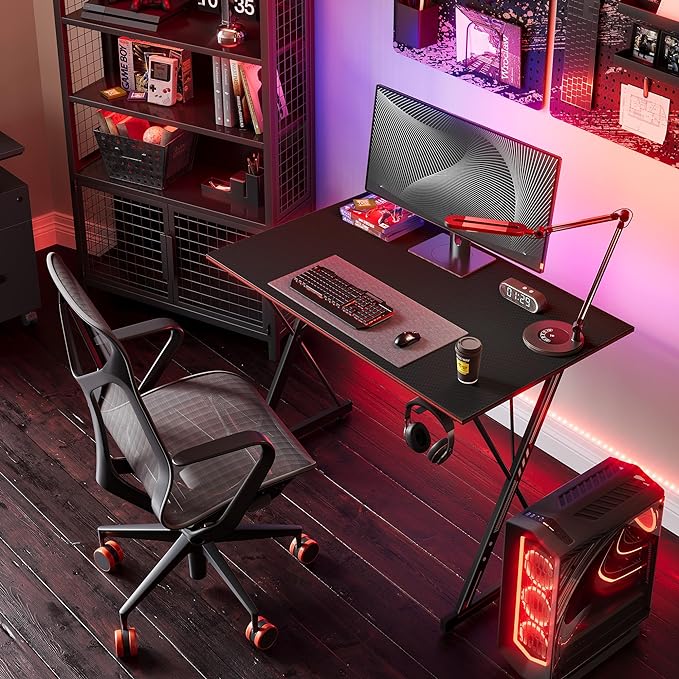 CubiCubi Gaming Desk 32 Inch PC Computer Desk, Home Office Desk Table Gamer Workstation, Simple Game Table, Black - LeafyLoom