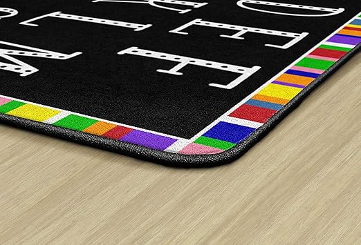 Flagship Carpets Colorful Abc's Multicolor Border Area Rug for Childrens Classroom, at Home Education or Kids Play Room, 6' x 8'4", Rectangle - LeafyLoom