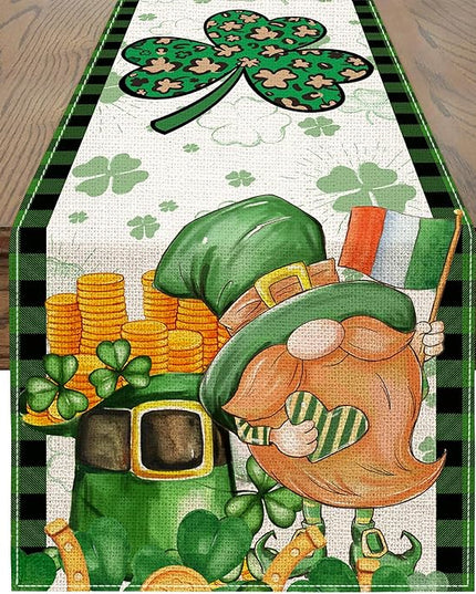 St Patricks Day Table Runner 72 Inches Long Gnome Shamrock Table Runner Happy Saint Patrick’s Day Decor for Kitchen Dining Table Home Party Decorations Unibyby