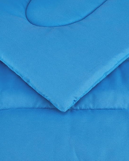 Amazon Basics 7 Piece Microfiber Kid's Bed-in-a-Bag Bedding Set, Full/Queen, Blue, Solid - LeafyLoom