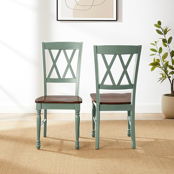 Crosley Furniture Shelby Dining Chairs (Set of 2), Distressed Teal - LeafyLoom