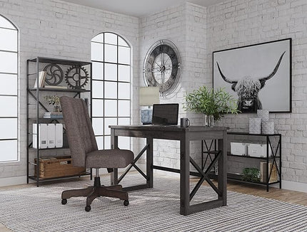 Signature Design by Ashley Freedan Modern Industrial Home Office Writing Desk, Dark Gray - LeafyLoom