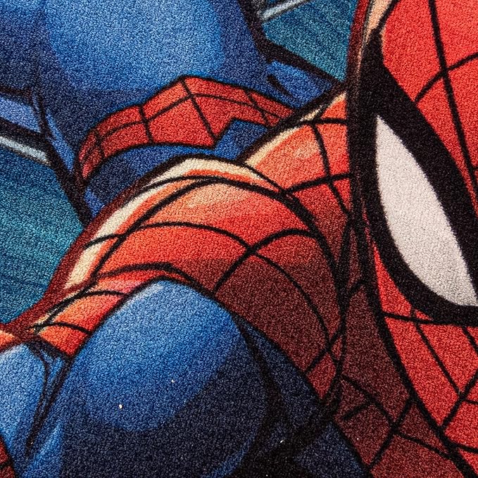 Gertmenian Marvel Spiderman Superhero Area Rug Home Decor Suitable for Classroom, Nursery, Bedroom, or Play Area Ideal for Kids and Young Children 40x54in, Gray/Red 19840 - LeafyLoom