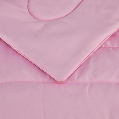 Amazon Basics 5 Piece Microfiber Kid's Bed-in-a-Bag Bedding Set, Twin, Pink, Solid - LeafyLoom