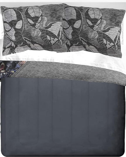 Jay Franco Marvel Spiderman Grunge Queen Comforter & Sham Set - Super Soft Kids Bedding - Fade Resistant Microfiber (Official Marvel Product) - LeafyLoom