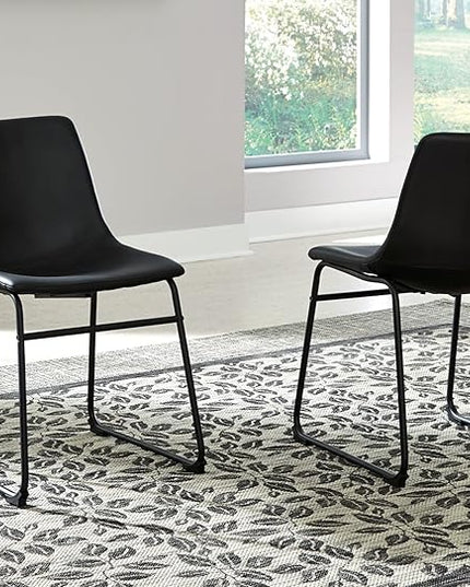 Signature Design by Ashley Centiar Mid Century Dining Room Bucket Chair, 2 Count, Black - LeafyLoom
