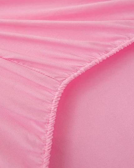 Pink Comforter Set Twin, 5-Piece Bed in a Bag Twin for Teen Girls, Pink Ruffle Bedding Set for Girls Kids, Teen Girls Bedding Sets,Princess Dress Comforter for All Season - LeafyLoom