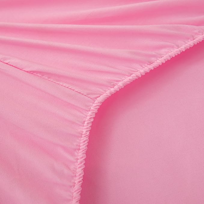 Pink Comforter Set Twin, 5-Piece Bed in a Bag Twin for Teen Girls, Pink Ruffle Bedding Set for Girls Kids, Teen Girls Bedding Sets,Princess Dress Comforter for All Season - LeafyLoom