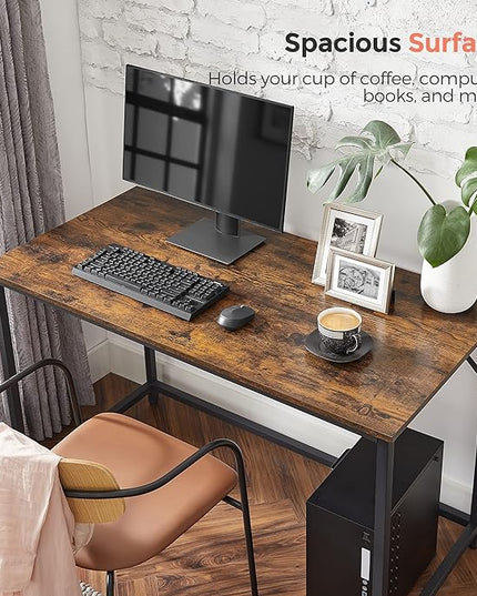 VASAGLE Computer Desk, Gaming Desk, Home Office Desk, for Small Spaces, 23.6 x 47.2 x 29.5 Inches, Industrial Style, Metal Frame, Rustic Brown and Black ULWD039B01 - LeafyLoom