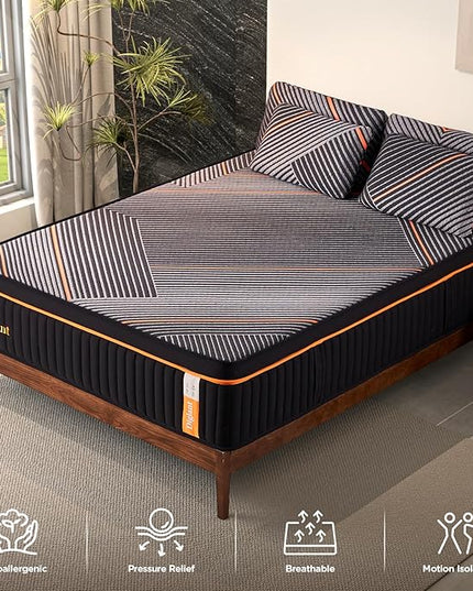 King Mattress, 14 Inch Plush Hybrid Mattress, Black Memory Foam with Individually Pocket Coils Mattress King Size in Box, Euro Top Mattress for Pressure Relief,Balanced Support, 76"*80" - LeafyLoom