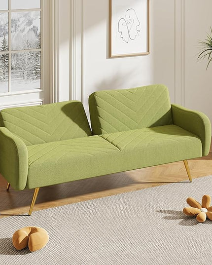 NicBex Sectional Couch Sofa with 2 Throw Pillows Sofa Bed Cloud Couch for Living Room Furniture Sets with Adjustable Back, Modular Sofa for Living Room, Bedroom, Apartment,70.47" L, Green - LeafyLoom