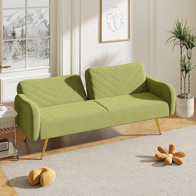 NicBex Sectional Couch Sofa with 2 Throw Pillows Sofa Bed Cloud Couch for Living Room Furniture Sets with Adjustable Back, Modular Sofa for Living Room, Bedroom, Apartment,70.47" L, Green - LeafyLoom