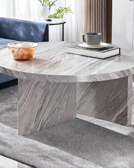 NicBex Modern Round MDF Material Circular Coffee Table with Texture, 31.4 Inch Contemporary Middle Table Modern Tea Table Suitable for Small Spaces, Living Room, Gray - LeafyLoom