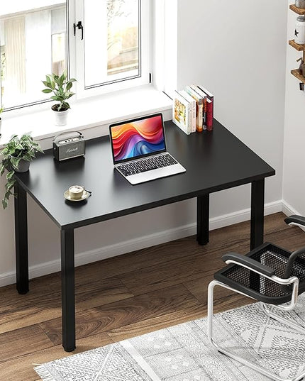 Need Small Desk, 31.5 inch Sturdy Writing Desk for Small Spaces, Small Computer Desk Teens Desk Study Table Laptop Desk Home Ofice Desk, Black Metal Frame, Black - LeafyLoom