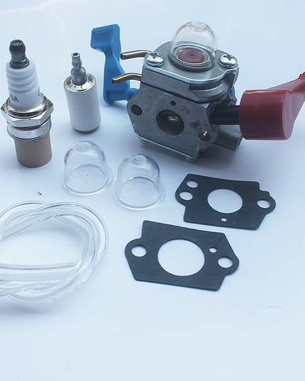 kipa Carburetor with Fuel line Spark plug Gasket kit for Poulan FL1500 FL1500LE Weedeater Sears Craftsman Leaf Blower Replace ZAMA C1U-W12B C1U-W12A Replace Husqvarna OEM # 530071629 - LeafyLoom