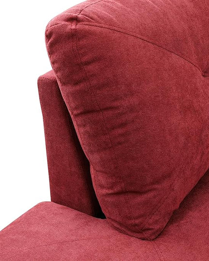 L-Shaped Sectional Couches with 66.5'' Chaise Lounge & Storage Ottoman Modular Room Sofas for Home Office Apartment, Large Living Furniture, 97'' Left Hand Facing, Red Flannelette - LeafyLoom