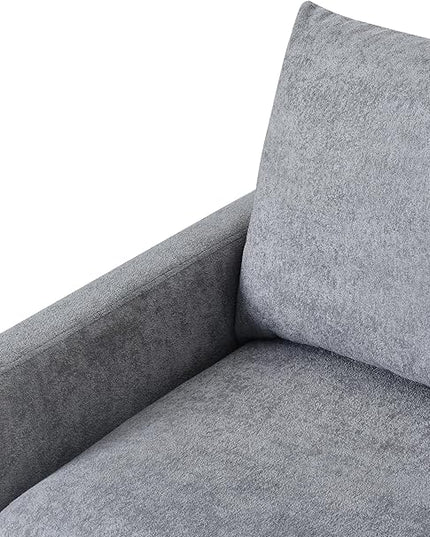 Sectional 86" Velvet Upholstered L-Shaped Sofa with Padded Cashmere,Multi-Functional 3 Seat Convertible Sleeper Couch w/Tapered Wood Legs and Adjustable Backrest,for Living Room,Grey - LeafyLoom