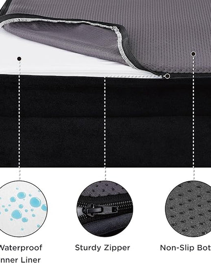 Bedsure Orthopedic Dog Bed for Large Dogs - Calming Dog Sofa Beds Large with Luxurious Short Plush, Big Pet Couch Bed with Removable Washable Cover, Waterproof Lining and Nonskid Bottom, Black BEDSURE