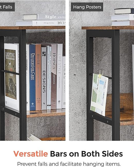 VASAGLE Bookshelf, Cube Shelf, Console Table, TV Stand with 6 Storage Cubes, for Office, Living Room, Bedroom, 13 x 47.2 x 31.5 Inches Industrial Design, Rustic Brown and Black ULLS104B01 - LeafyLoom