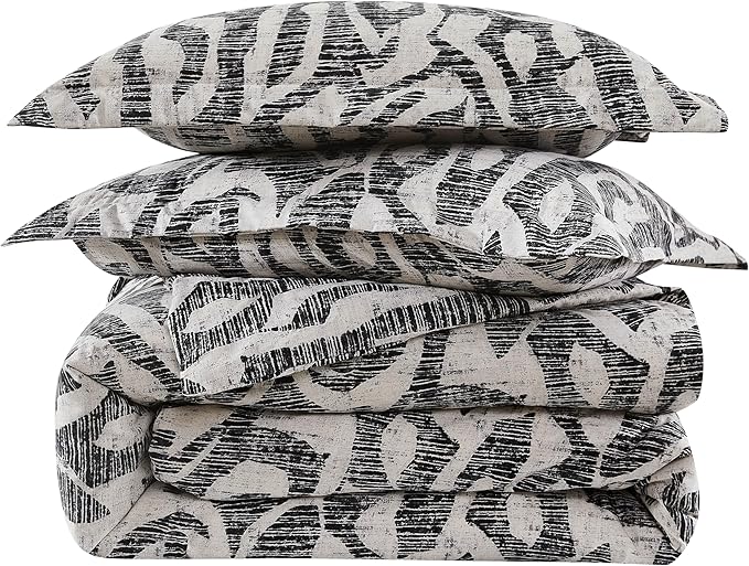 Southshore Fine Living, Inc. Full/Queen Comforter Bedding Set, Down Alternative Floral Comforter with Matching Shams, Modern abstract print Microfiber Comforter, Fits Queen & Full Beds, Slate khari - LeafyLoom