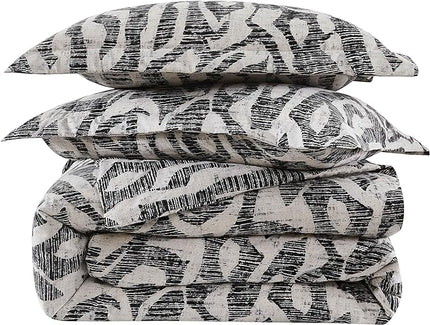 Southshore Fine Living, Inc. Oversized King Comforter Bedding Set, Down Alternative filling, modern Abstract bedding set, King/Cal King Comforter & Matching Shams, Slate Khari - LeafyLoom