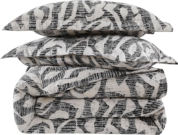 Southshore Fine Living, Inc. Oversized King Comforter Bedding Set, Down Alternative filling, modern Abstract bedding set, King/Cal King Comforter & Matching Shams, Slate Khari - LeafyLoom