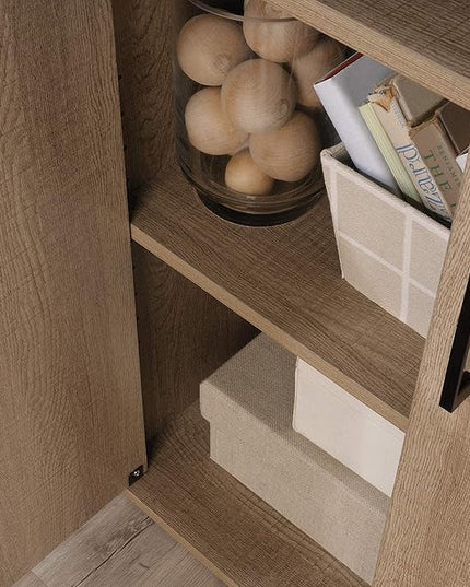 Sauder Beginnings Bookcase With Doors/ Book shelf, Summer Oak finish - LeafyLoom