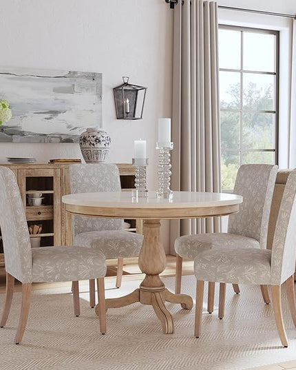 HomePop Classic Parsons Dining Chairs, Light Gray Floral with Animal Motifs(Set of 2) - LeafyLoom