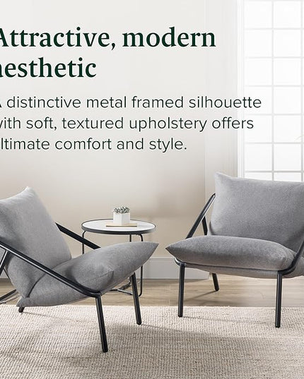 ZINUS Ada Sling Accent Chair, Metal Framed Armchair with Shredded Foam Cushioning, Light Grey - LeafyLoom
