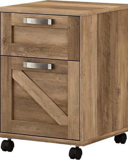 Bush Furniture Knoxville 2 Drawer Mobile File Cabinet, Rolling Document Storage for Home Office, Reclaimed Pine - LeafyLoom