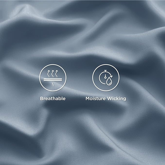 Bedsure Twin XL Sheet Set Dorm Bedding, Cooling Sheets Twin Extra Long Sheets, Rayon Derived from Bamboo, Deep Pocket Up to 16", Hotel Luxury Silky Bedding Sheets & Pillowcases, Mineral Blue - LeafyLoom