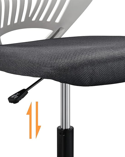 Yaheetech Students Cute Desk Chair Low-Back Armless Study Chair w/Lumbar Support Adjustable Swivel Chair in Home Bedroom School, Dark Gray - LeafyLoom