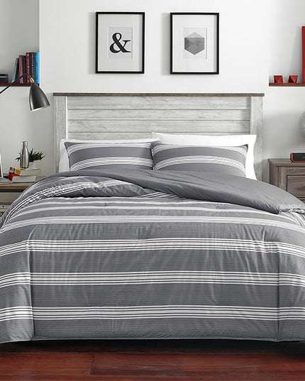 Nautica - Queen Comforter Set, Cotton Reversible Bedding with Matching Shams, Stylish Home Decor (Craver Grey, Queen) - LeafyLoom