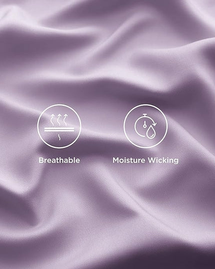 Bedsure California King Sheet Sets, Cooling Sheets, Rayon Derived from Bamboo, Deep Pocket Up to 16", Breathable & Soft Bed Sheets, Hotel Luxury Silky Bedding Sheets & Pillowcases, Lilac - LeafyLoom